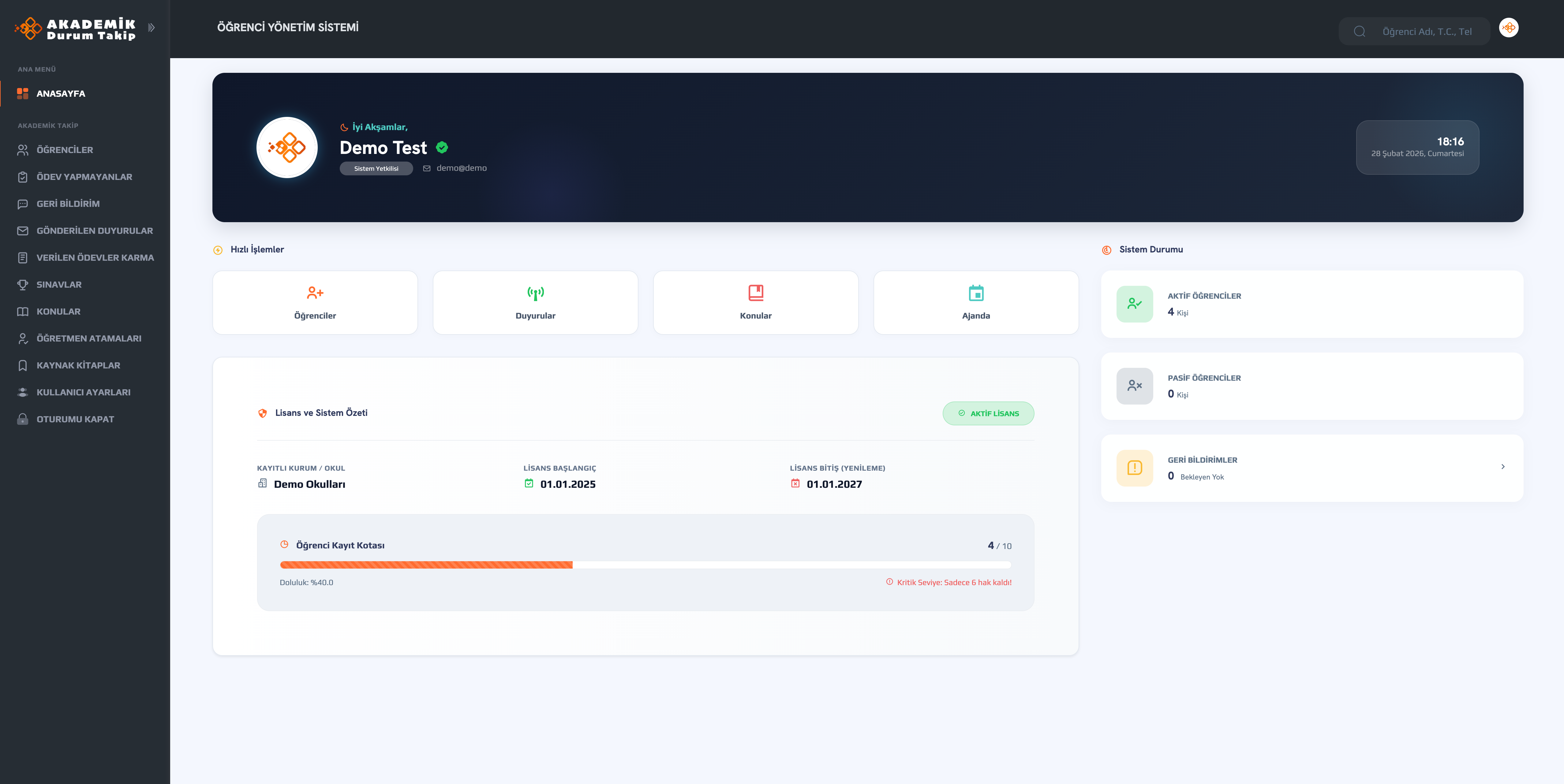 Dashboard Görünümü